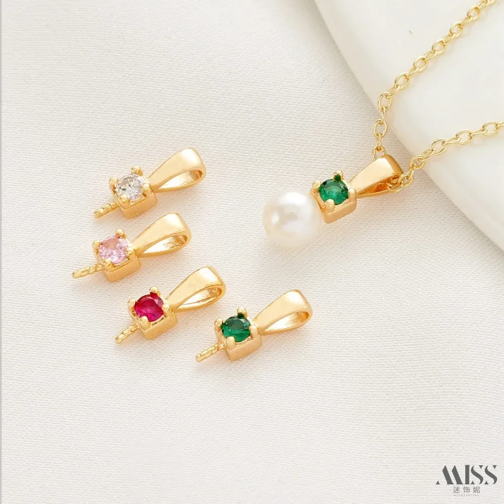 

14K Gold-plated Zircon Pearl Hanging Pendant, Melon Seed Buckle, DIY Queen Necklace, Jewelry Accessories