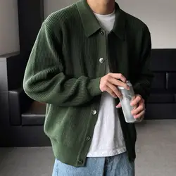 Men Sweater Coat Korean Fashion Knitted Coats Men Streetwear Slim Fit Casual Cardigan Coats