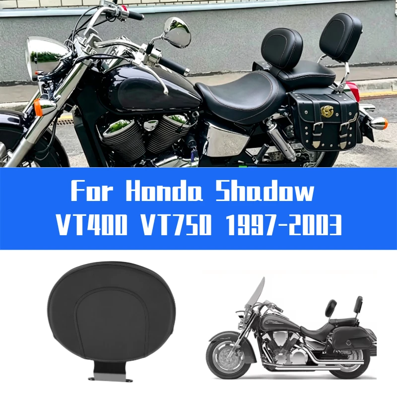 Motorcycle Front Driver PU Leather Rider Black Backrest Cushion Back Pad For Honda Shadow VT 400 VT750 1997-2003 1998 1999 2000