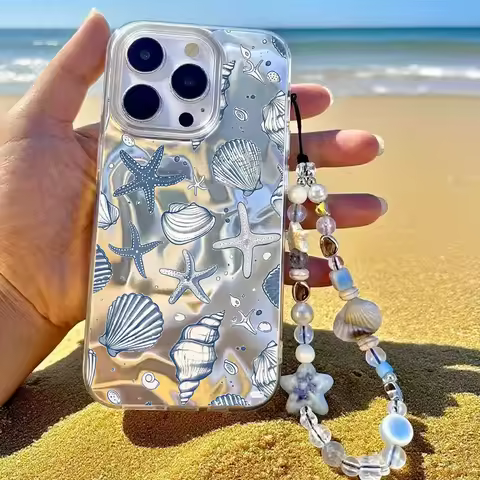 Trendy Ocean Shell Starfish Conch Chain Case For OPPO Reno 14 14F 13 13F 12 FS 12F 11F 11 10 Pro 7 6 5 Find X3 Lite Phone Cover