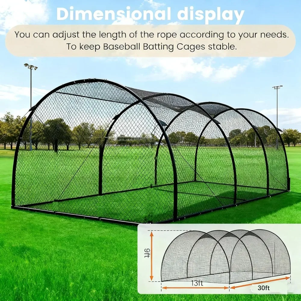 

30ft Portable Baseball Batting Cage Net for Backyard Practice, Softball Hitting Equipment with Collapsible Design
