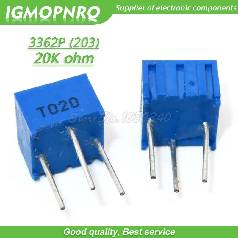 10Pcs 3362P-203LF 3362P 203 20k ohm Trimpot Trimmer Potentiometer Variable resistor 3362p-1-203