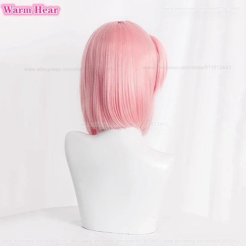 Charlotte Cosplay Wig  Short 30cm Pink Side Ponytail Wigs Heat Resistant Hair Cosplay Anime Party Wigs + Wig Cap