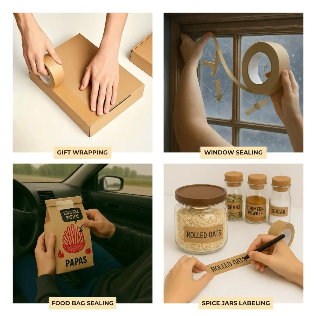 Kraft Paper Tape, Brown Packaging Tape Used For Carton Sealing Packaging And Masking, Environmentally Friendly Artist Tape