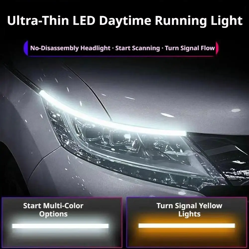 Ultra-thin LED Daytime Running Light Flowing Light For Car Headlights Lamp Flexible Strip High Temperature Resistant