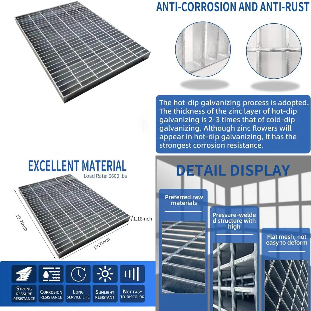 Heavy-Duty 20x20 Galvanized Steel Drain Cover, B125 Class, Rust-Resistant for Driveway, Garage, Yard