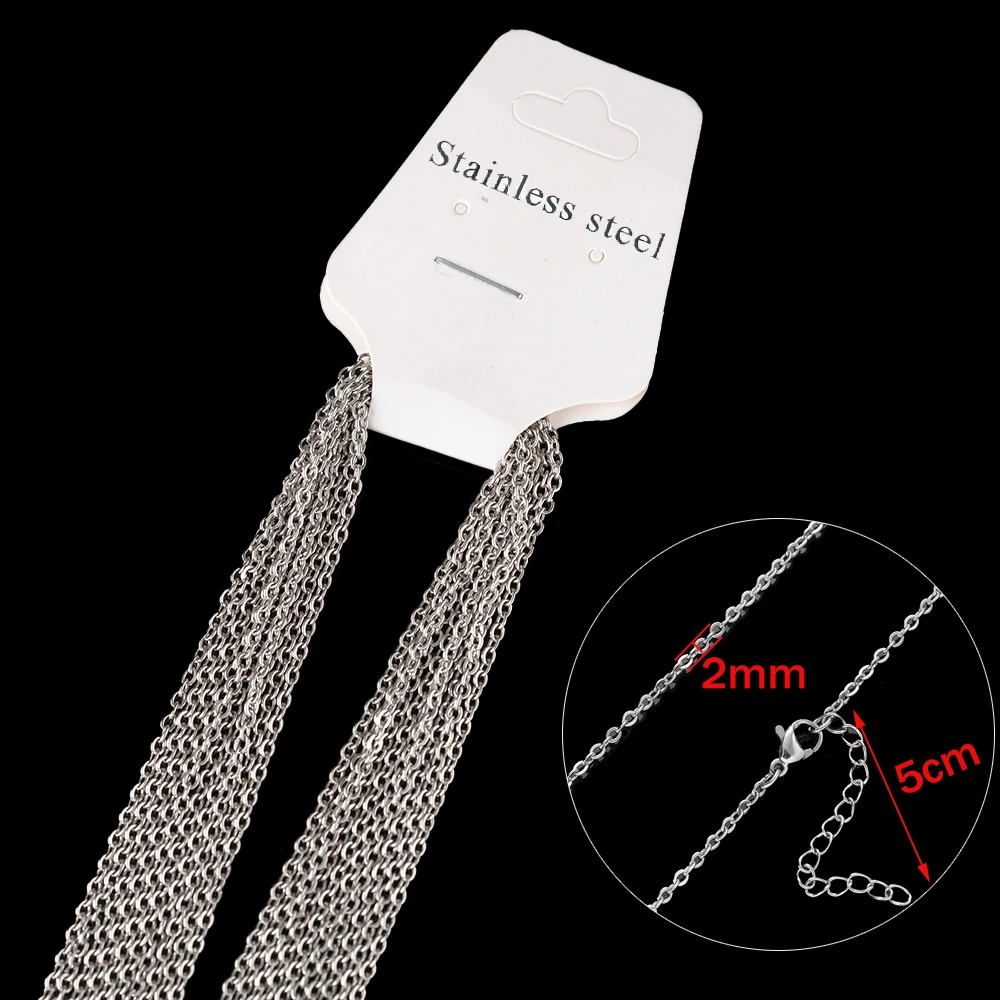 10 Stück 45+5cm vergoldete Edelstahl-Gliederkette mit Karabinerverschluss für Damen, DIY-Mode-Schmuckherstellungszubehör