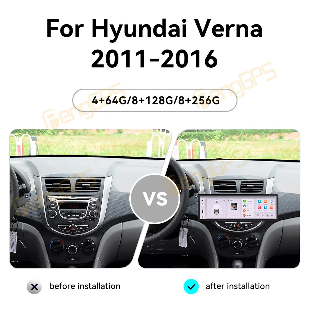 14.9 Inch Screen Car Radio For Hyundai Verna 2011-2016 Android Auto GPS Navigation Multimedia Video Stereo Receiver Head Unit