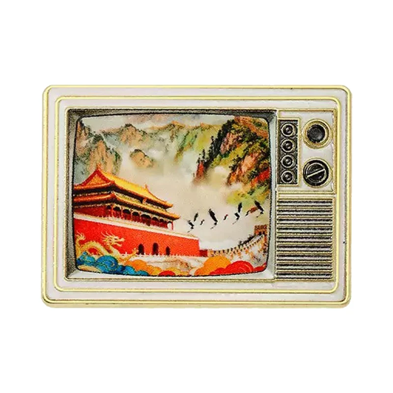 AniPins Famous Picture TV Pins 3-design The Great Wall Tiananmen Square Television Brooch Pin For Clothes Backpack Lapel Badge