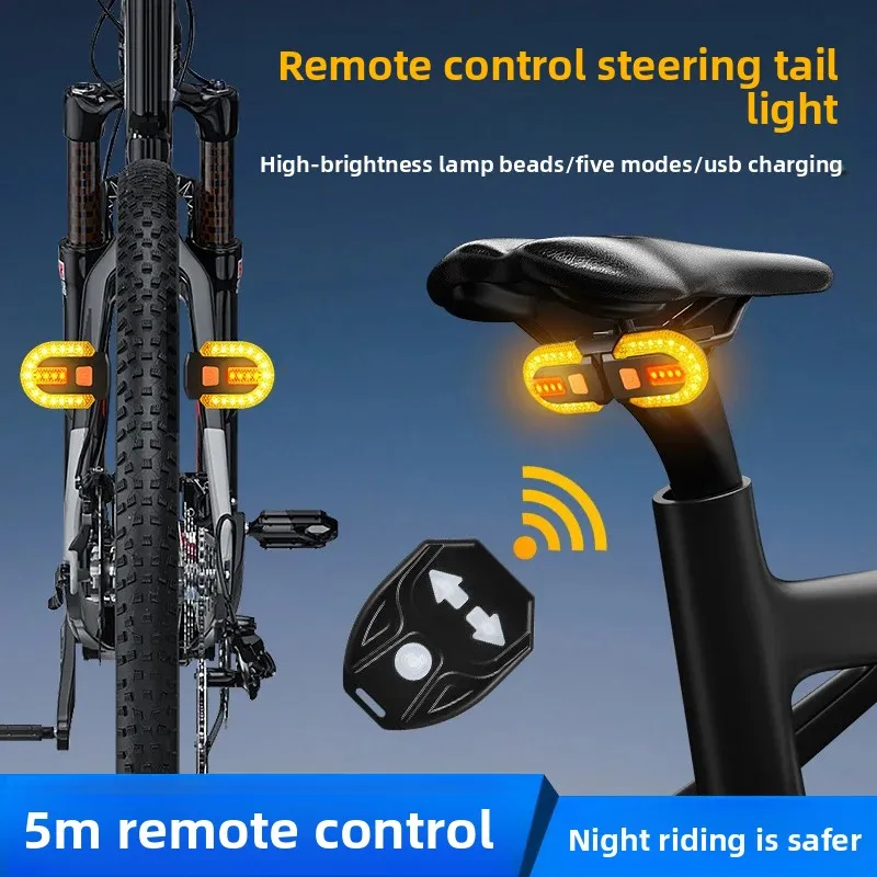 

USB Rechargeable Wireless Scooter Tail Light - LED Warning Turn Signal Cycling Accessory