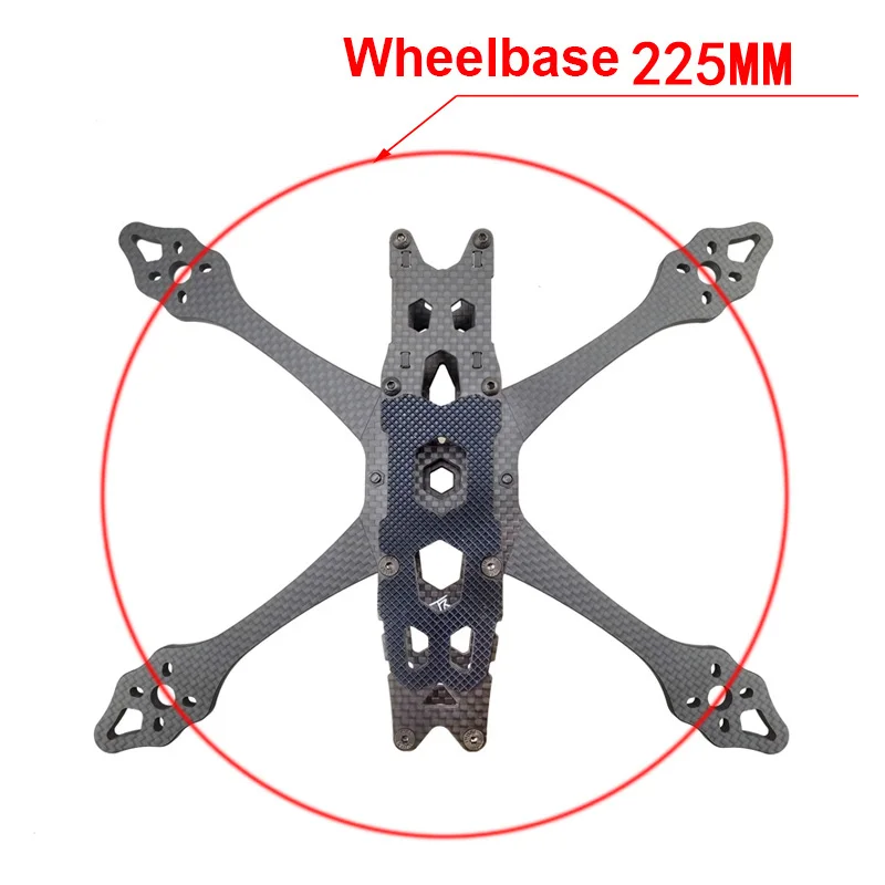 Nowa 5-calowa 225 rozstaw osi 223mm dzielona rama z włókna węglowego typu X z ramieniem 5mm do drona wyścigowego FPV RC ulepszona QAV-S 225mm