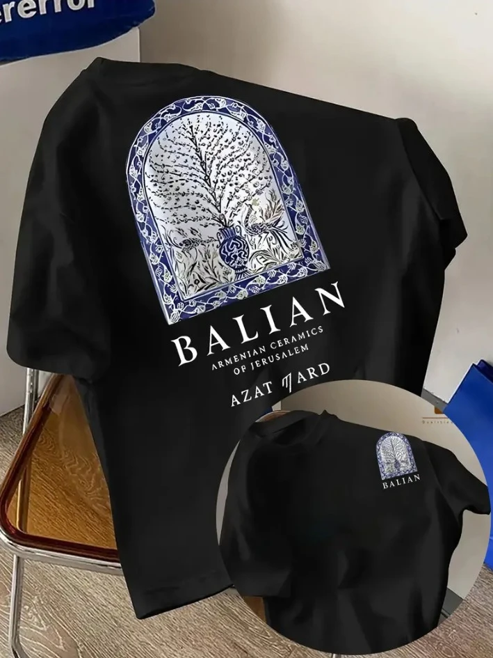 Armenian Ceramic Art T-shirts for Men and Women, Breathable Summer Shirts Inspired By Azerbaijan