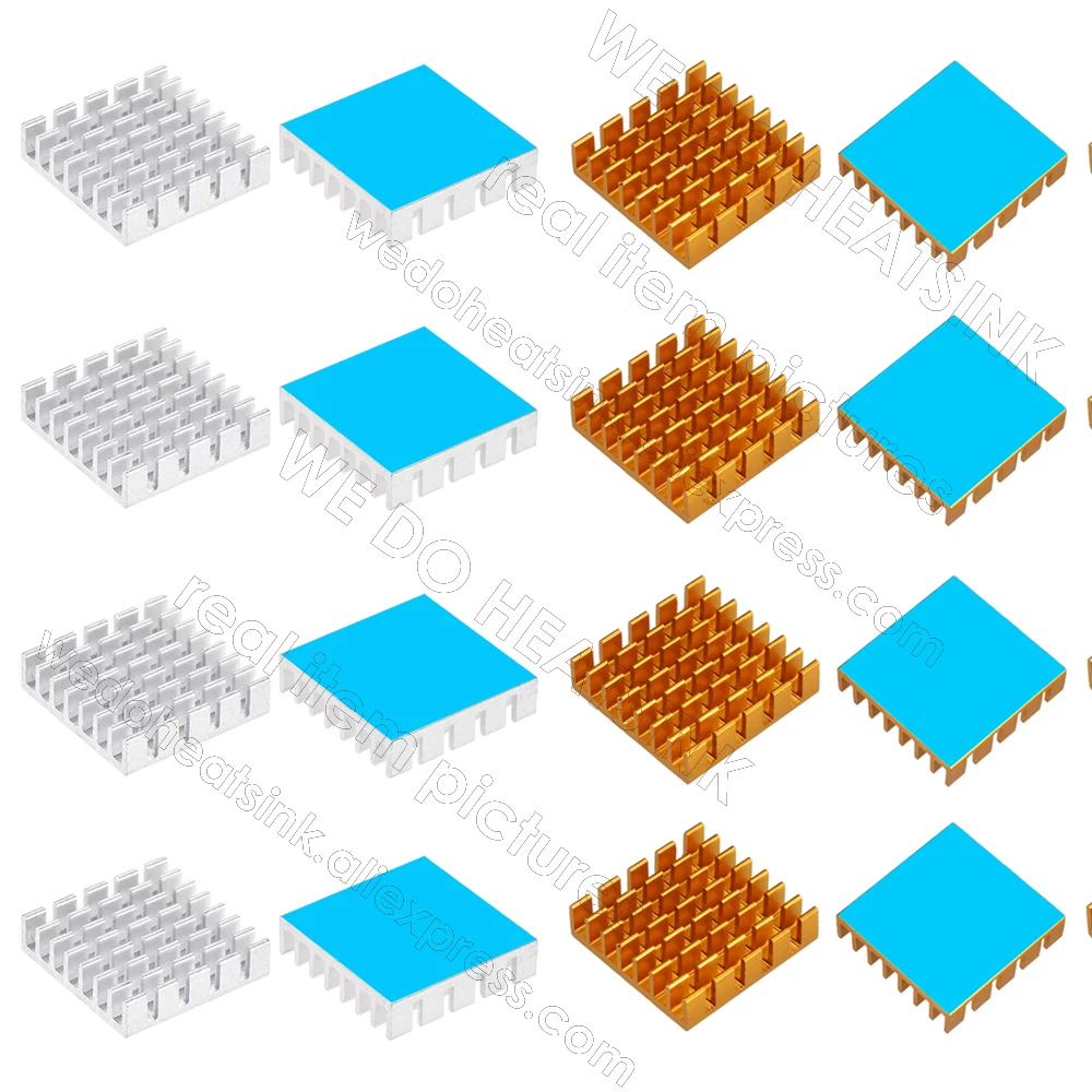 22x22x6mm Gold Slotted Anodized Heatsink Radiator Heat Sink for CPU GPU VGA RAM VRAM VRM IC Module PCB with Thermal Pad