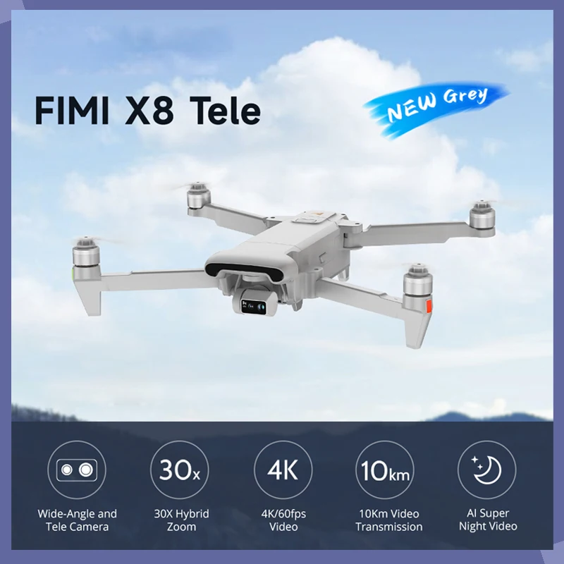 New FIMI X8 Tele Drones GPS AI Super Night Video tele Camera 30x Hybrid 4K 60fps Foldable RC Drone 4K Wide-Angle 3-axis Gimbal