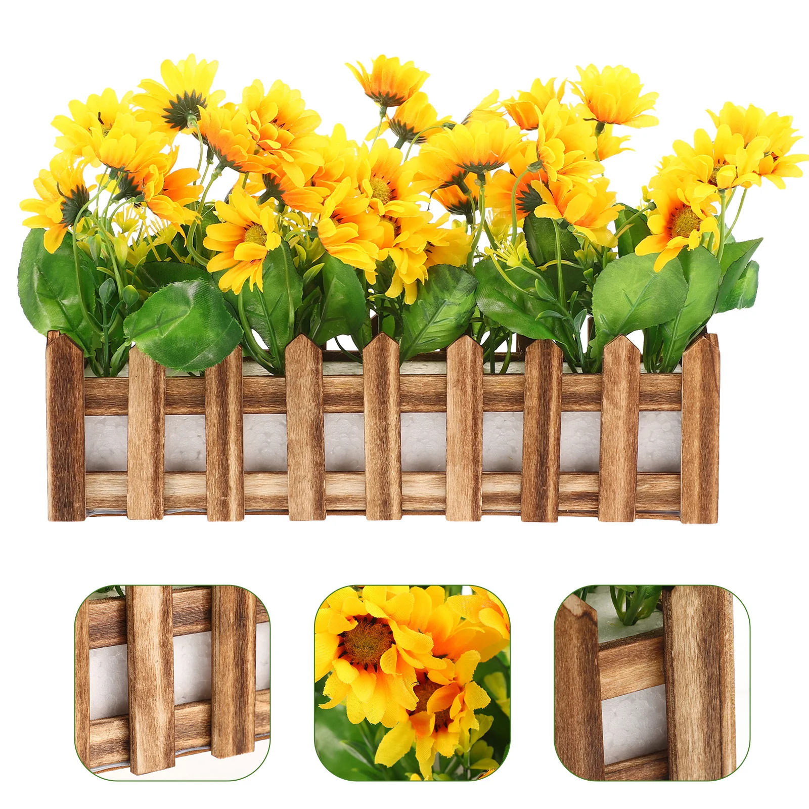 

Artificial Sunflower Bonsai Fence Pot Fake Potted Plant Decor For Home Office Classroom Indoor Desktop Decoration Simulated
