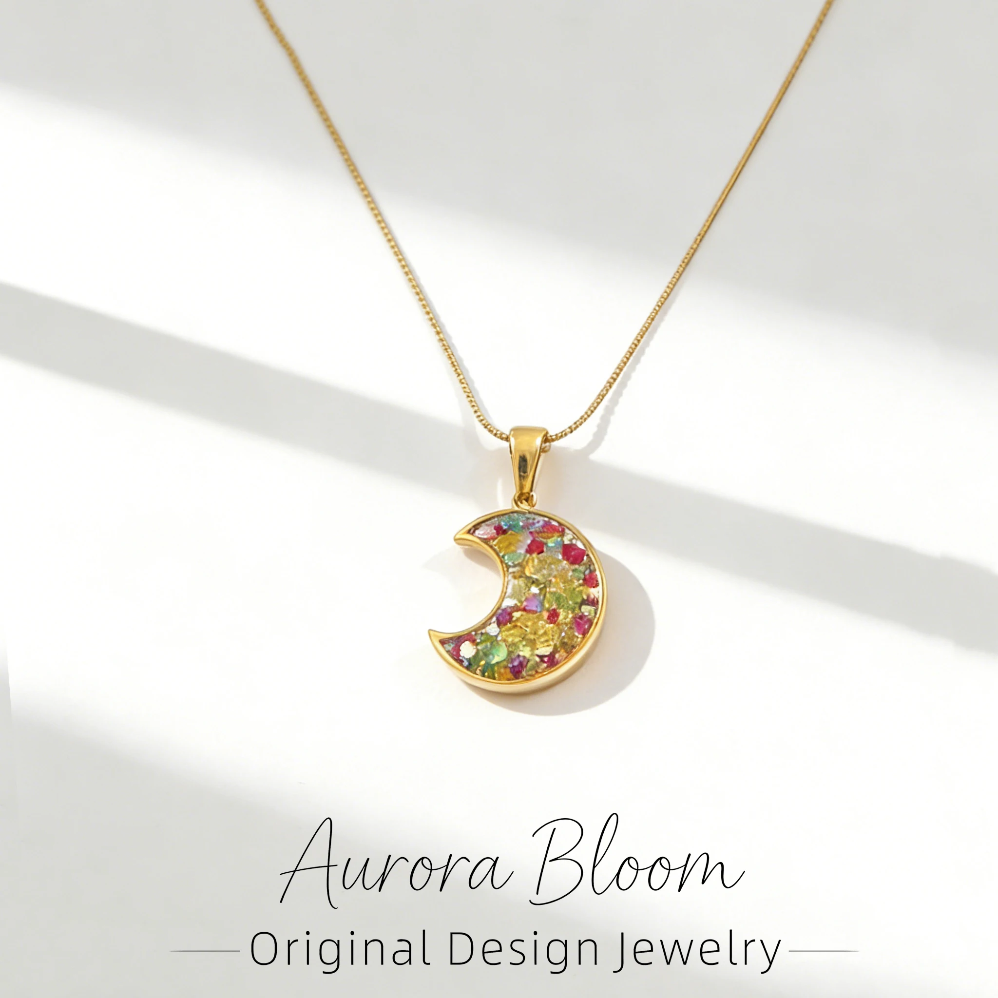 

SOVOB Minimalist Resin Heart Love Moon-Shaped Pendant Necklaces Fashion Geometric Series Handmade DIY Jewelry Accessories Gifts