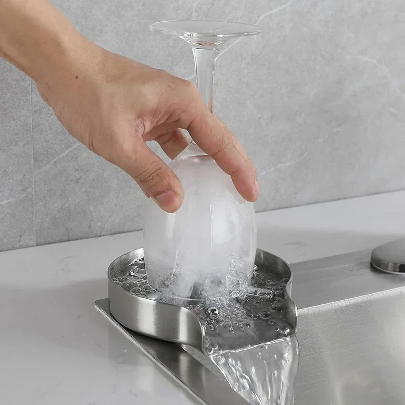 304 stainless steel cup washer, manual press, bar counter, kitchen sink, household cup washer with 10 holes for water outlet - view 2