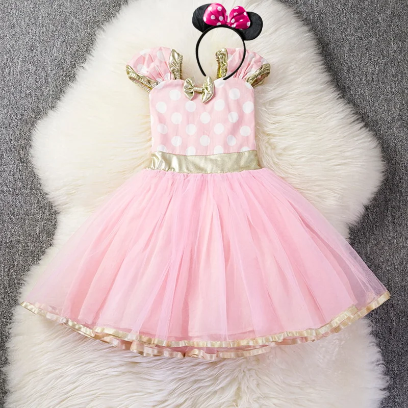 Cartoon Mini Mouse Polka Dot Dress for Baby Girls Birthday Princess Dress for Kids Halloween Carnival Easter Cosplay Costume