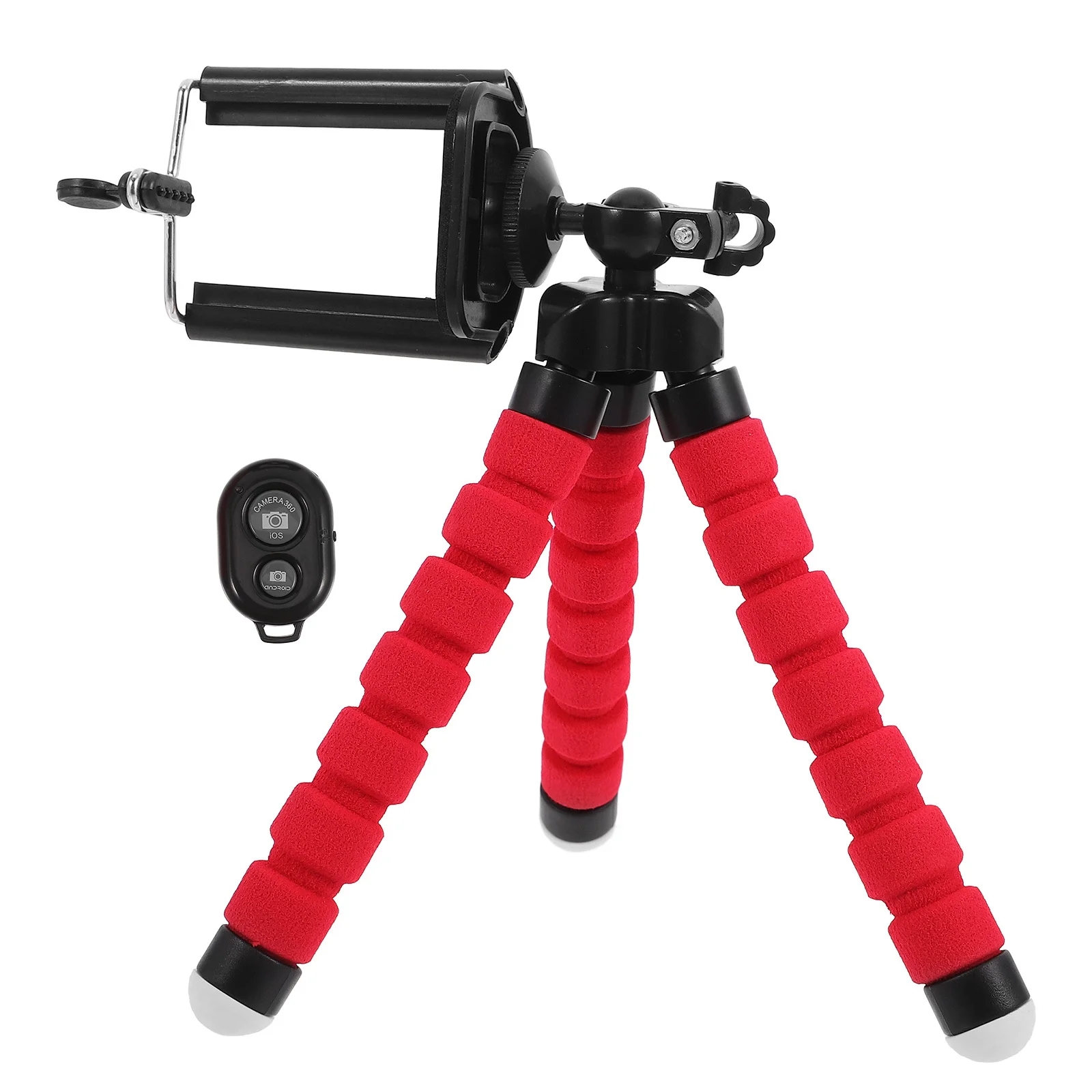 

Universal Selfie Stick Tripod Red Color 360 Rotating Mount Strong Grip Clip for Smartphone Camera Extendable Flexible Stand