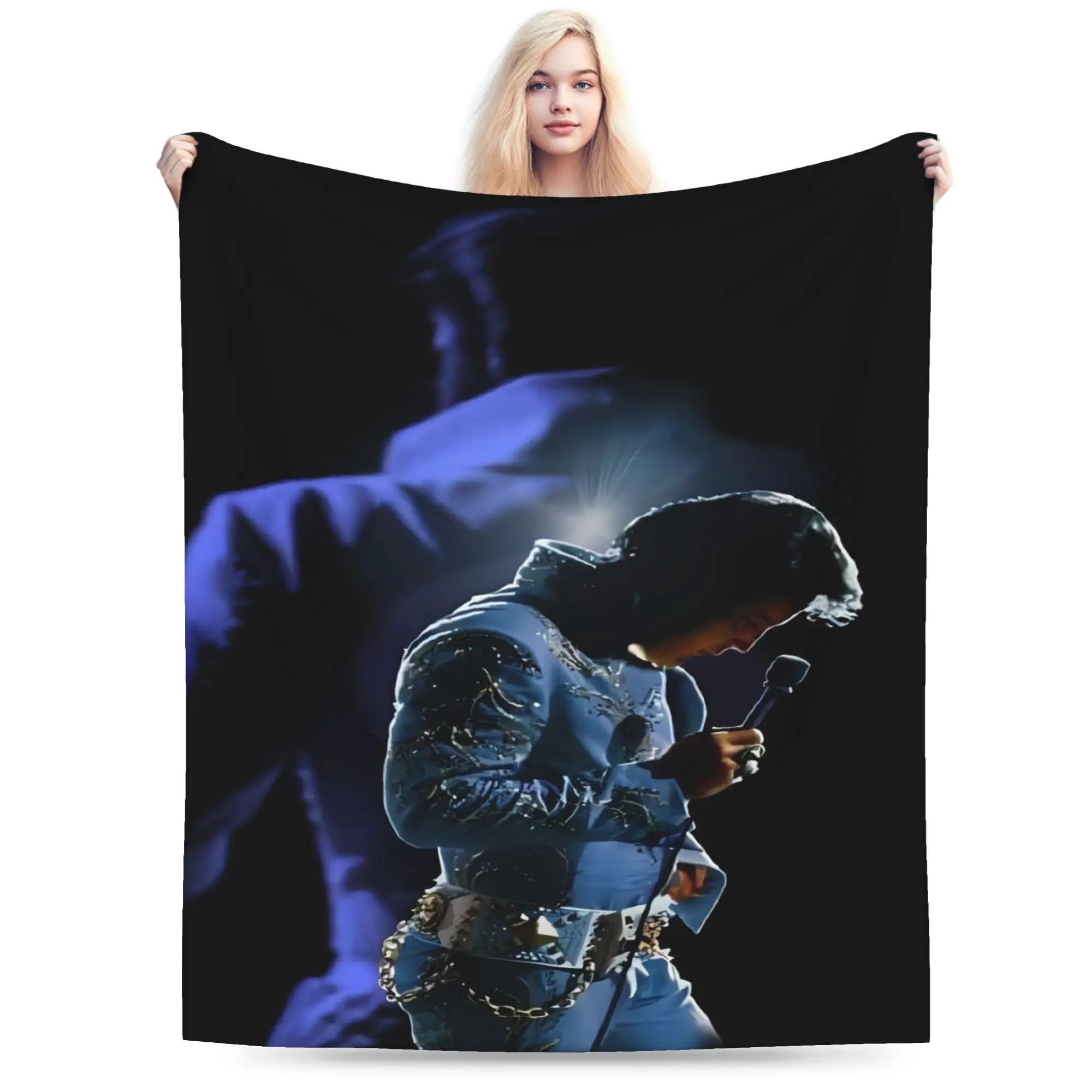 Retro The King E-Elvis Presley Blanket Quality Super Soft  Throw Blanket Autumn Travel Office Bedroom Aesthetic Bedspread