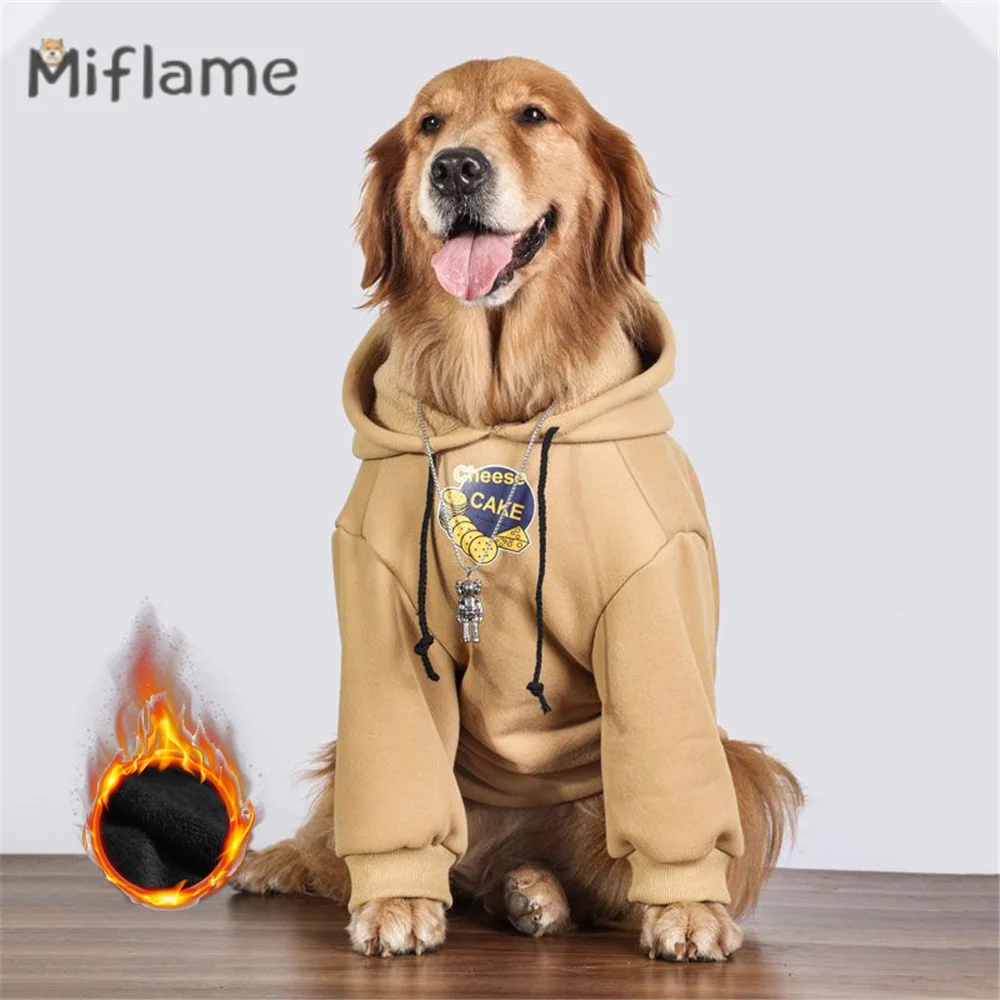 Miflame 2022 Winter Warm Big Dog Sweater Golden Retriever Labrador German Shepherd Cute Printed Pet Dog Hoodie Large Dog Clothes