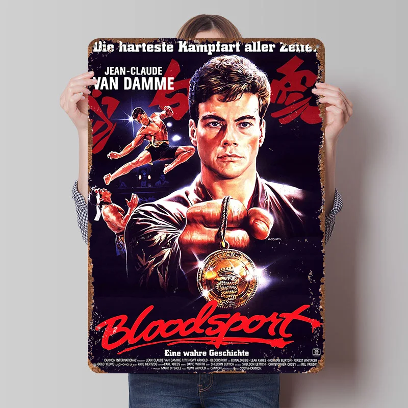 Bloodsport Van Damme Printed Poster Customized Retro Wall Art Vintage Metal Tin Signs for Home Interior Decoration Living Room