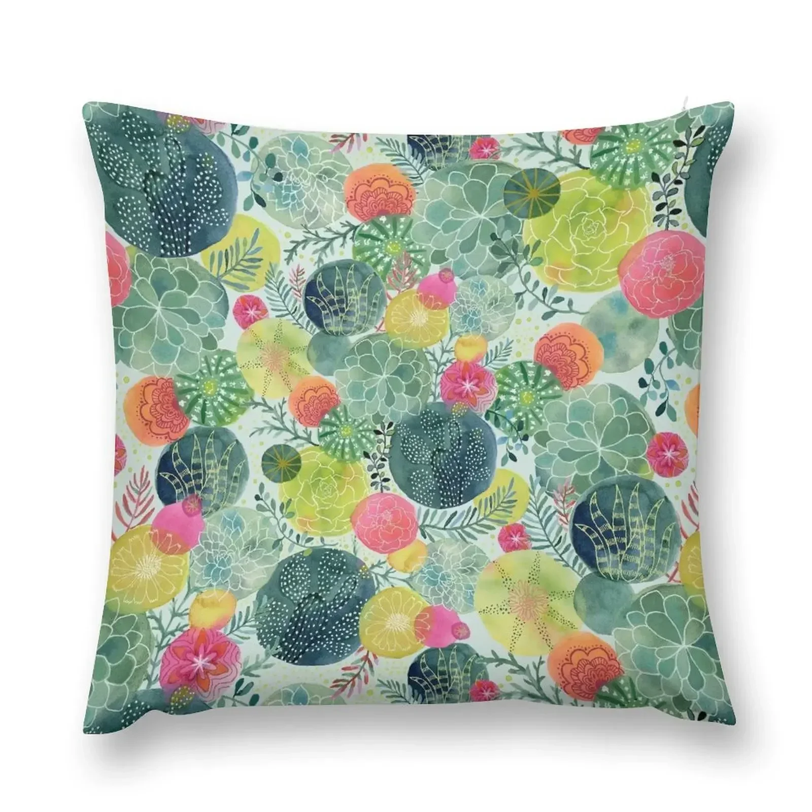 

Succulent Circles (allover pattern) Throw Pillow Pillow Cover Luxury Living Room Decorative Cushions pillow