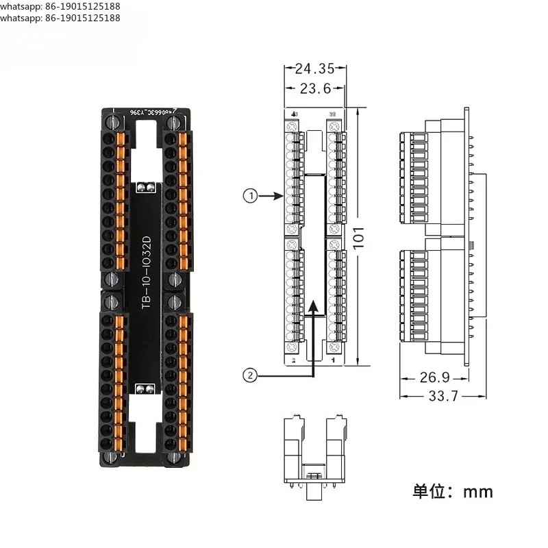 

NEW 2026 Output terminal block UB-10-IO32D with PLC AS300 horn socket industrial control wiring module