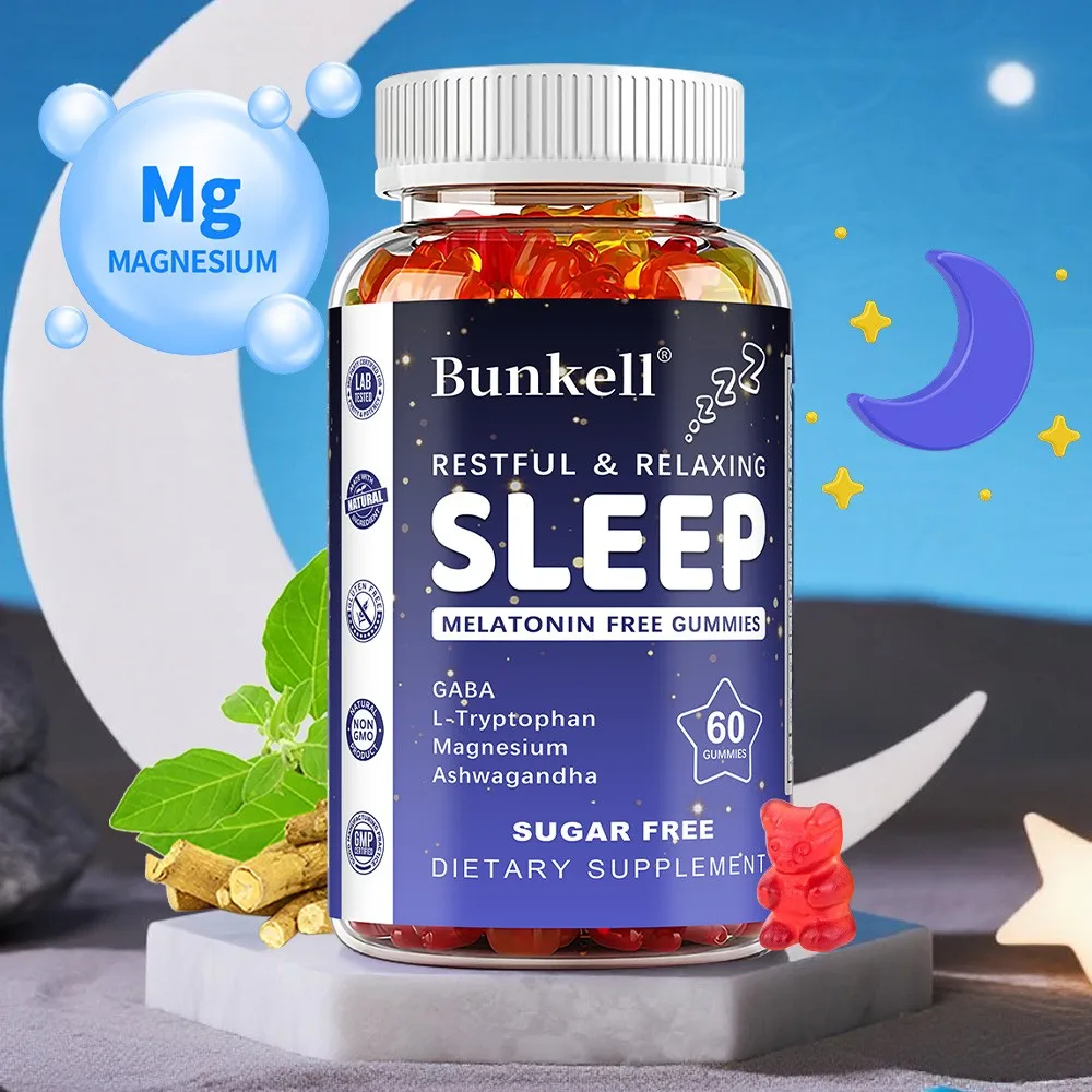 Sleep Gummies with GABA, L-Tryptophan, Magnesium, Ashwagandha - Restful Sleep, Relaxing, Calming, Sleep Support