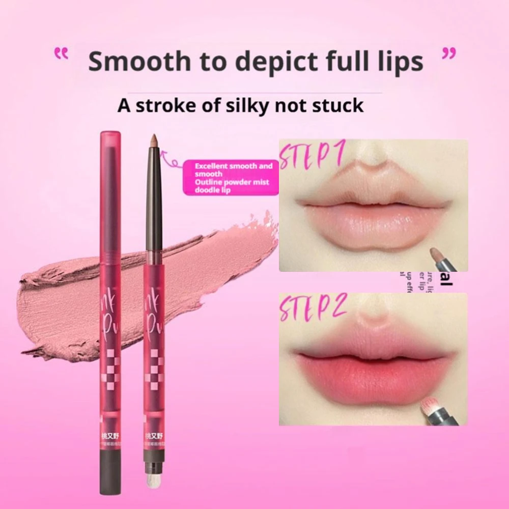 Matter Lipliner mit Lippenpinsel, glatt, rosarot, matt, Lippenstiftstift, langlebig, samtig, antihaftbeschichtet, antihaftbeschichtet, für die Lippenkontur, Make-up