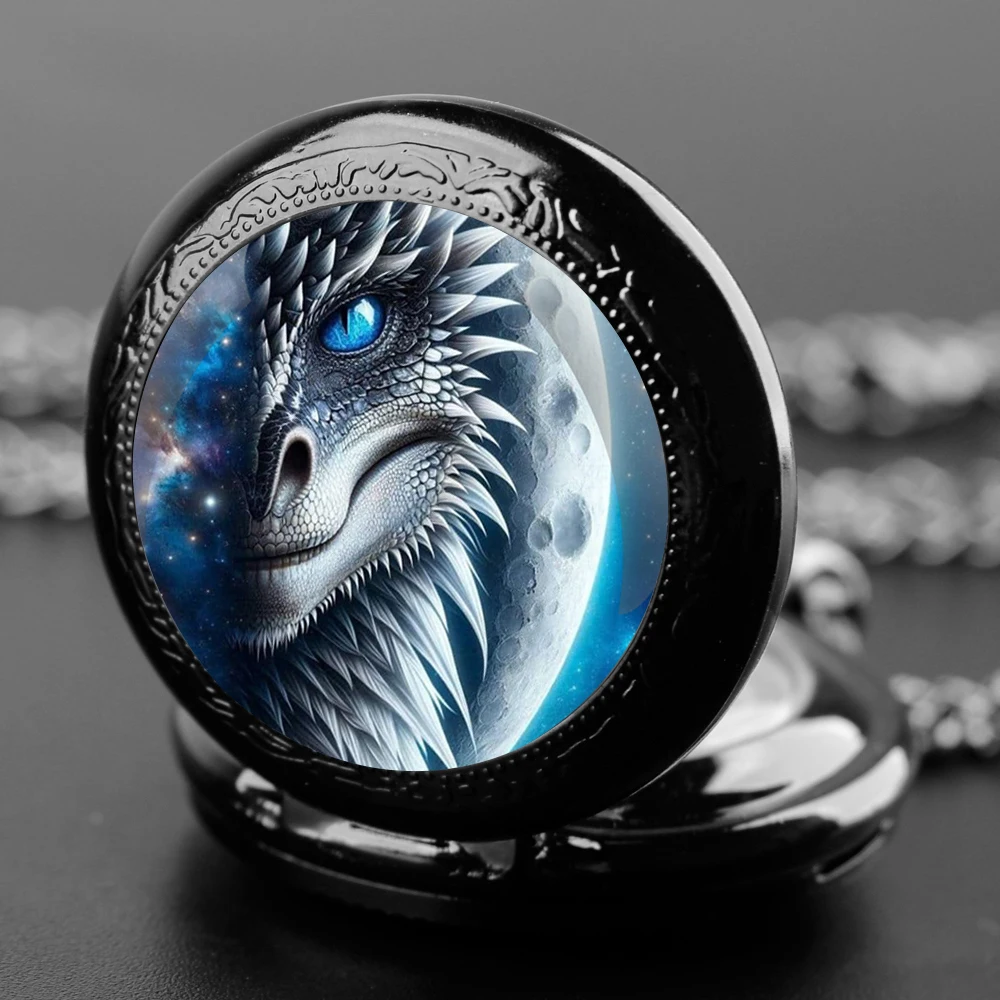 Creative Dragon Eye Design Pendant Quartz Pocket Watch Souvenir Chain Pocket Watch Arabic Numerals With Personality Gift