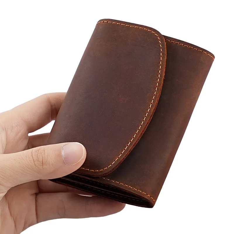 

Handmade Vintage Crazy Horse Genuine Leather Card Holder Men Card Wallet Leather Business Cards Holder Women Id Card Holder Case