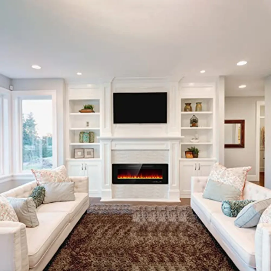 50 مدفأة كهربائية رفيعة للغاية مع شهادة ETL لتركيب التثبيت المريح أو المثبت على الحائط تتميز بتأثير لهب ثلاثي الأبعاد