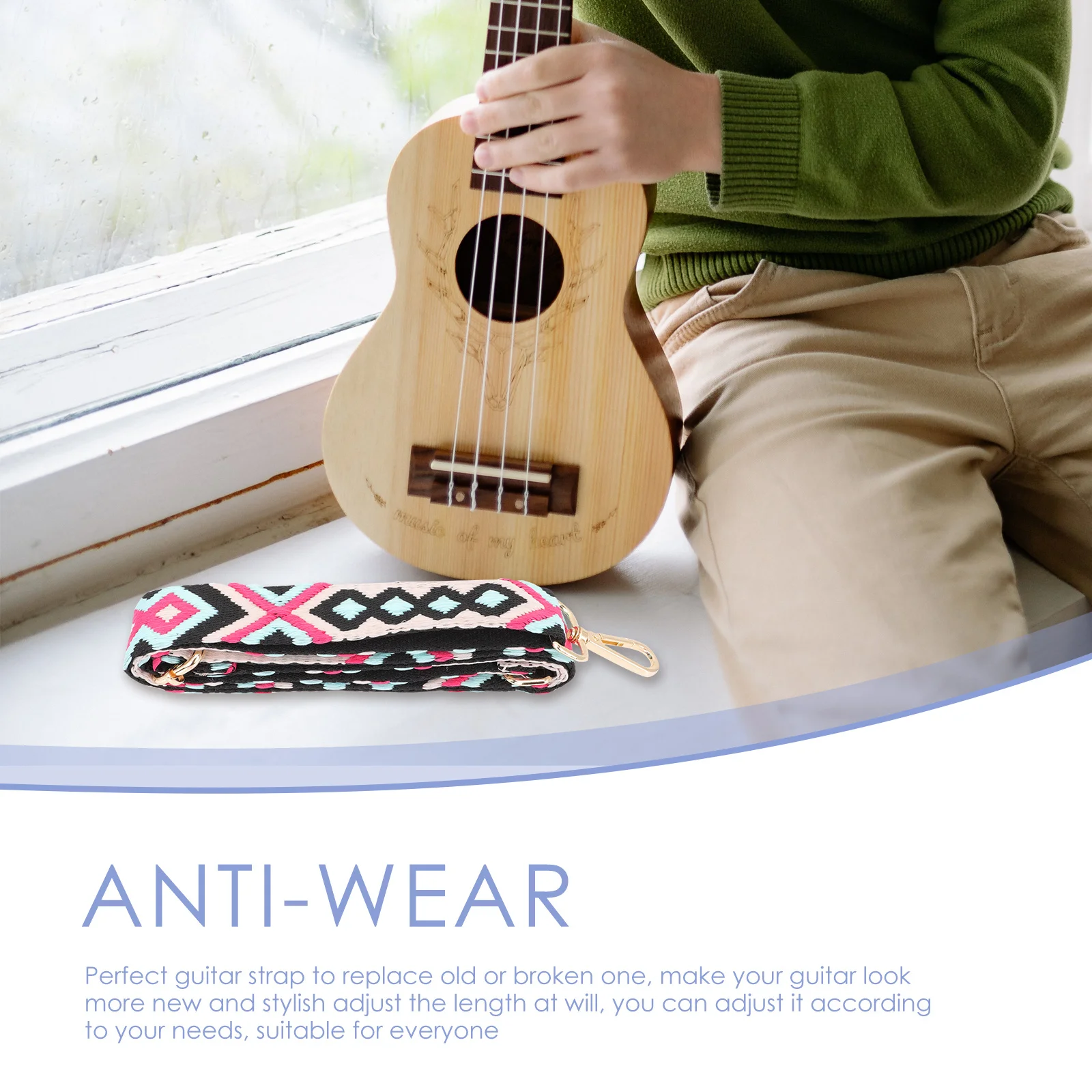 

Creative Guitar Strap Decorative Accessory Durable Wear-Resistant Adjustable Length Perfect for Musicians Gift on Special