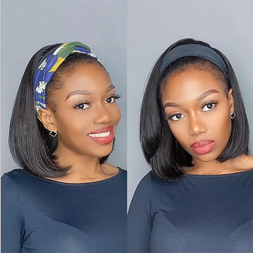 Short Bob Headband Wigs 150% Density Brazilian Human Hair  display picture 1