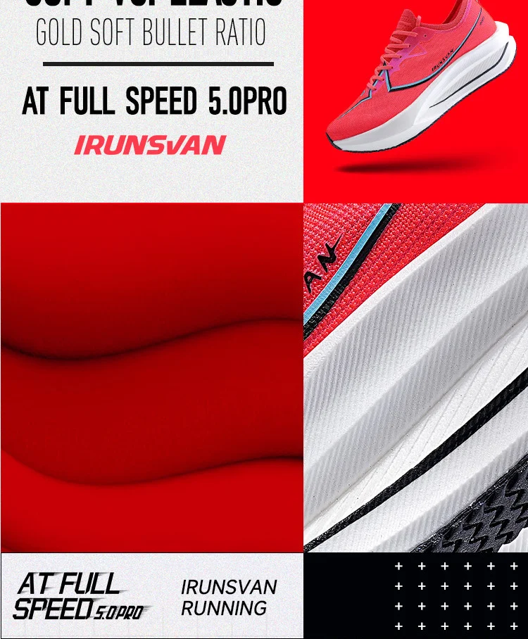IRUNSVAN Rapid 5.0 Prro Marathon Running Shoes Carbon Plate Breathable Shock Absorbent Outdoor Sports Shoes Men's Shoes