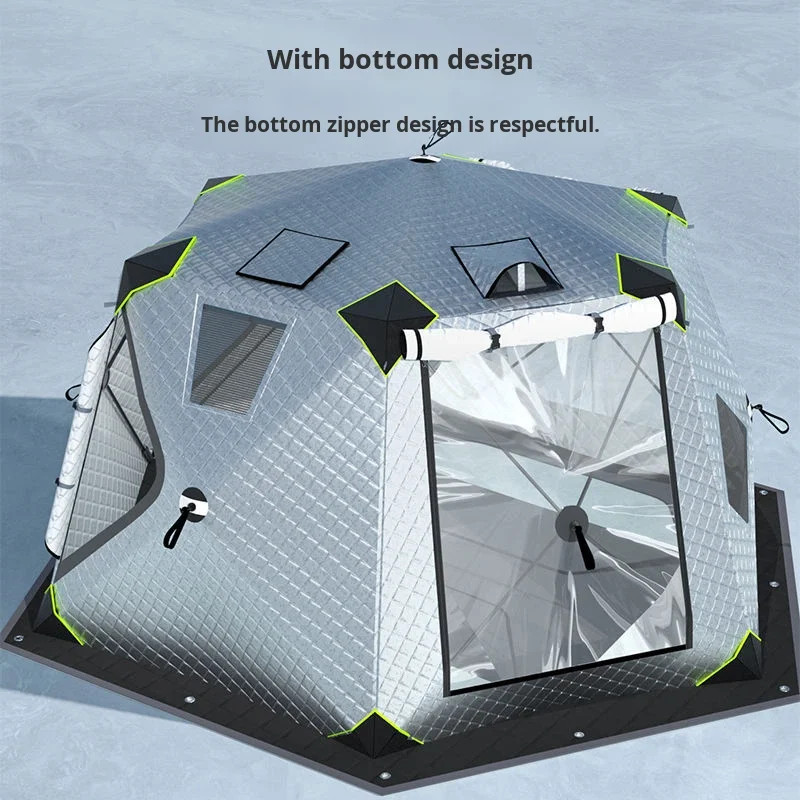 

Hexagonal Ice Fishing Tent Warm Cold-Proof Outdoor Oxford Cloth Winter Fishing House Heating Windproof 2-3 People 2.5m