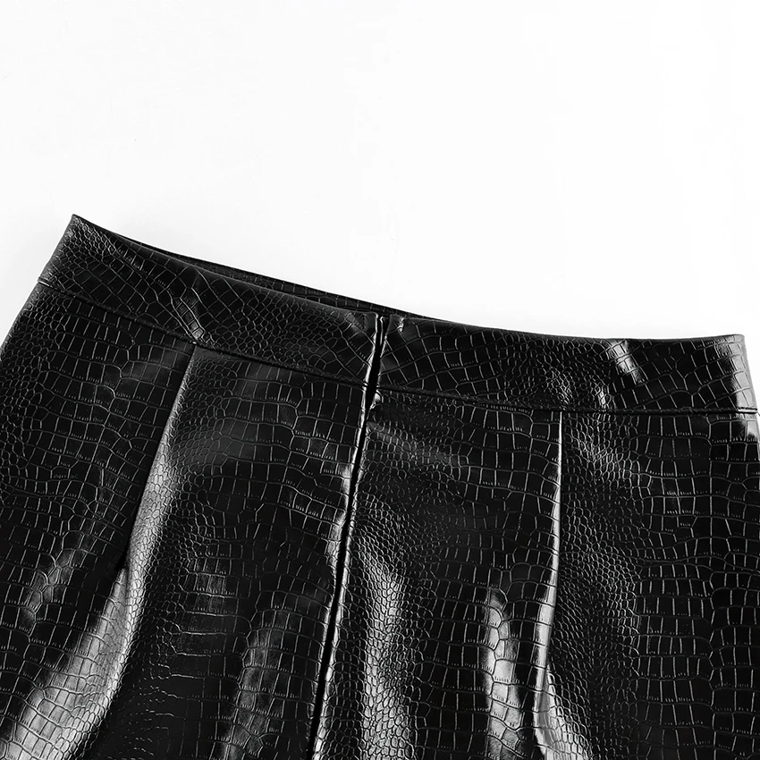 Linad Street Chic Black PU Mid Calf Skirts Women Vintage Slim High Waist Split Skirts 2026 Fashion Zipper Straight Skirt Female