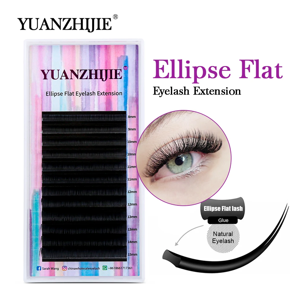 

YUANZHIJIE Flat Ellipse Eyelash Split Tips Matte Black Super Soft Gentle Natural Eyelash Semi-permanent Individual Lashes