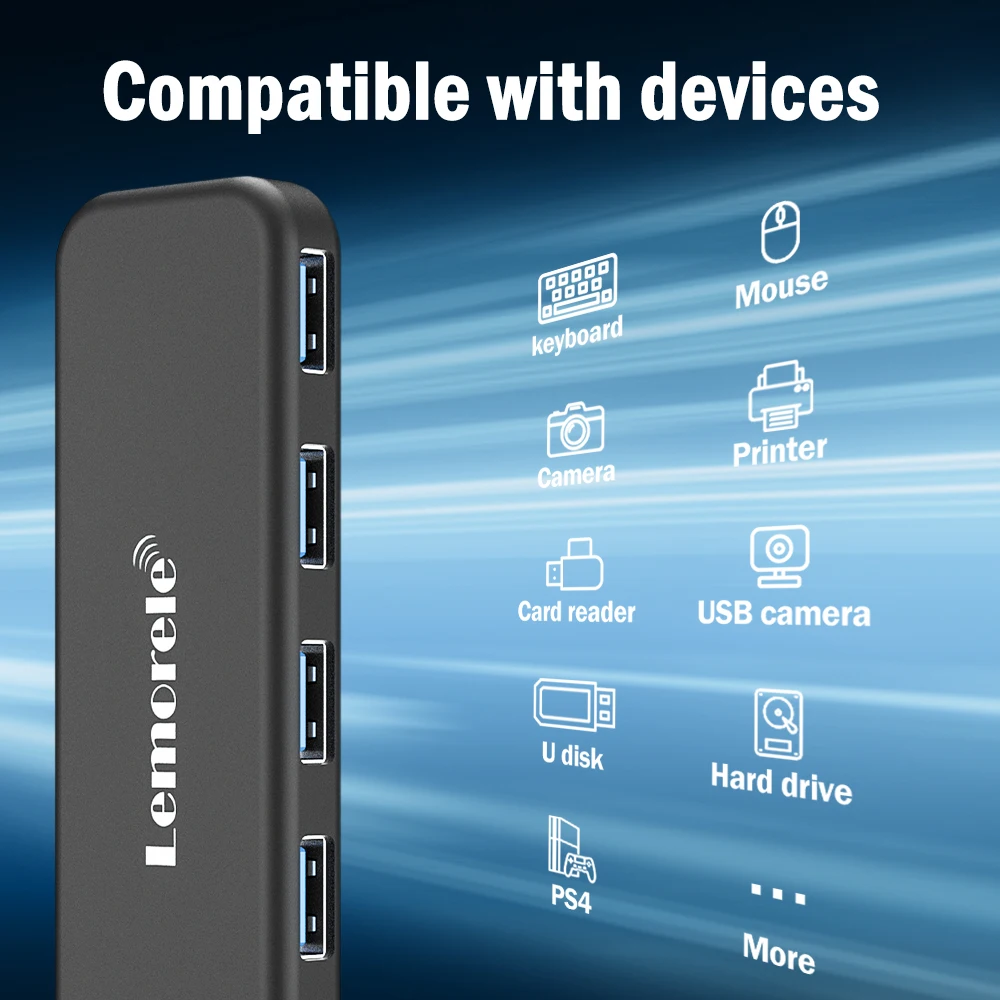 Lemorele USB 3.0 HUB 4 in 1 Type C Adapter 4 Ports Slot USB C Hub USB Hub 3.0 High Speed For Laptop Windows Mac
