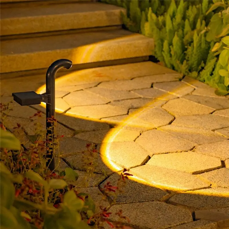 A02M-Solar Outdoor Road Light Landscape Light Garden Courtyard Aisle Spotlight Curved Waterproof Atmosphere Floor Lights 2PCS