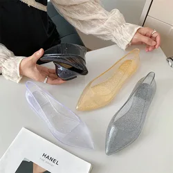 Crystal Shallow Mouth scarpe singole a punta Casual PVC Jelly Flats Fashion Waterproof versatili sandali estivi Femme mocassini scarpe da donna mocassini donna sandali donna estivi sandali donna scarpe da donna elegant