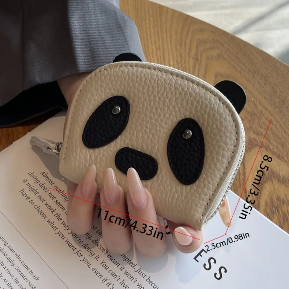 Мини-кошелек из искусственной кожи на молнии, сумка для карт, корейский стиль, кошелек с пандой, клатч с брелоком, милый держатель для карт для женщин