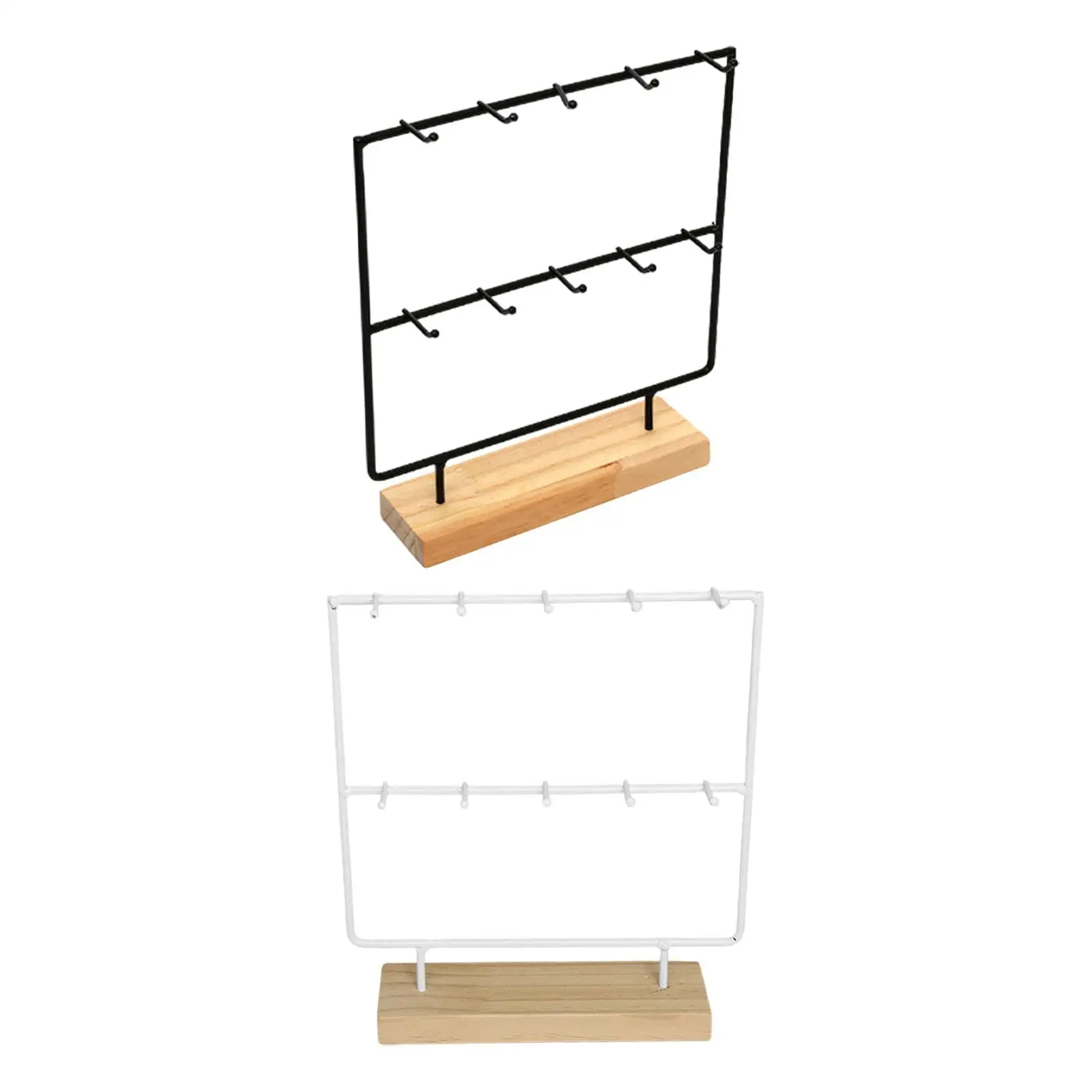 Jewelry Display Rack with 10 Hooks Earring Stand Earring Card Display Holder for Earring Cards Hanging Keychains Ring Desk