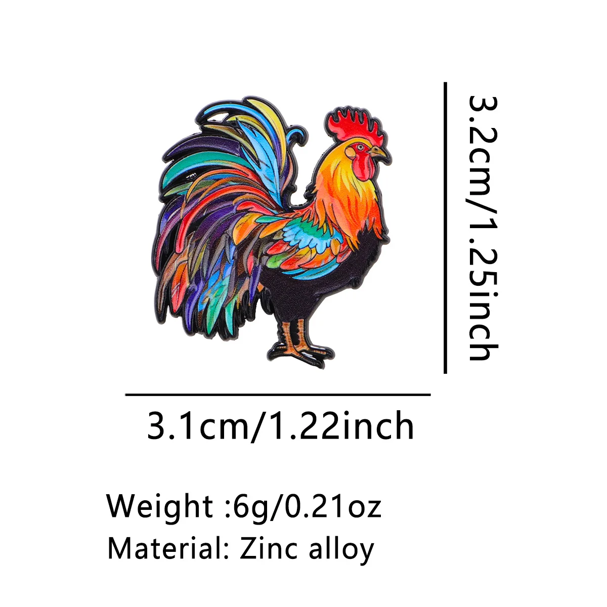 Colorful Rooster Enamel Pin Cute Chicken Brooch Lapel Pins Badge on Backpack Clothing Accessories Creative Jewelry Friends Gifts - view 5