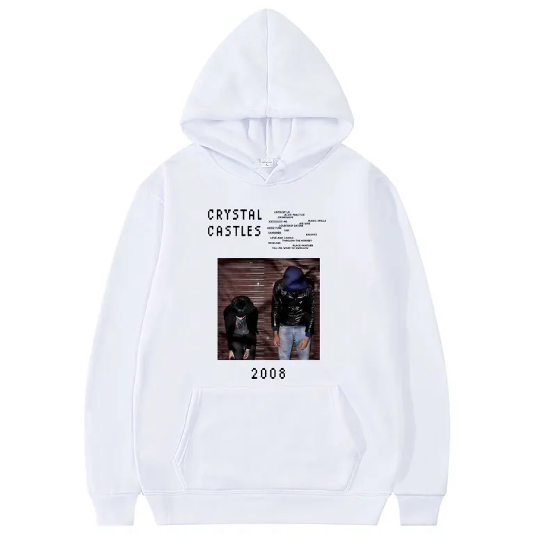 Crystal Castles Graphic Hoodie Male 90s Gothic Music Band Sweatshirt with Hood Vintage Men Women Hip Hop Rock Oversized Hoodies