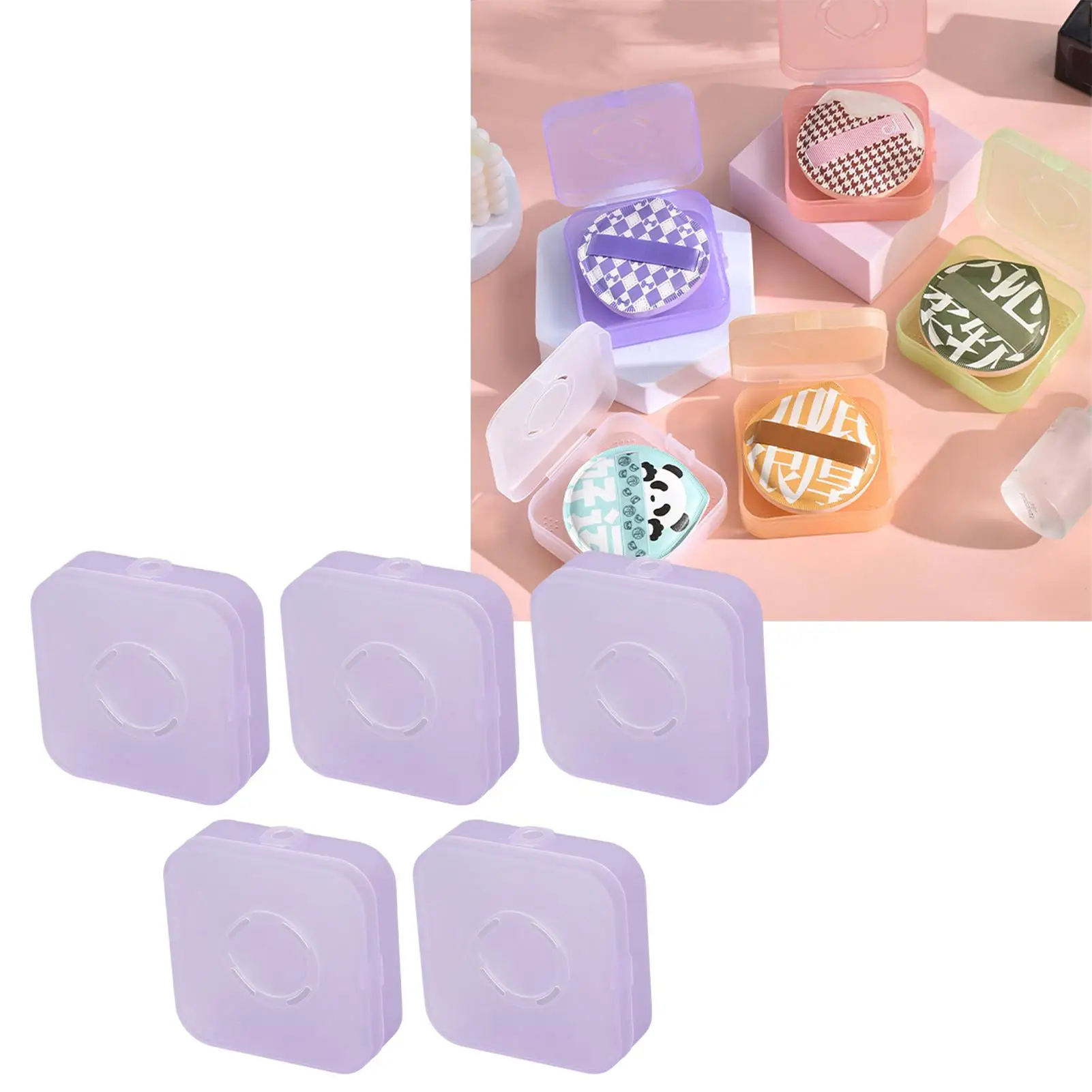 Petite boîte de rangement en plastique pour éponge de maquillage, conteneur de houppette, mini perle, 5 pièces