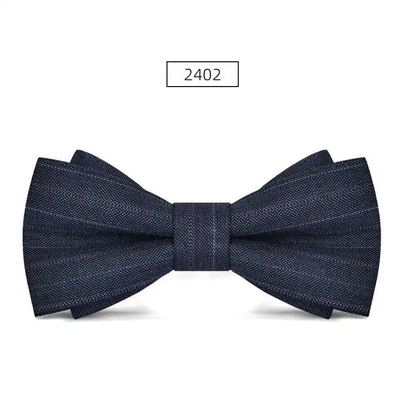 2024 High quality wool grey double layered bow tie for banquet, wedding groomsman suit, fashionable and high-end men's bow tie