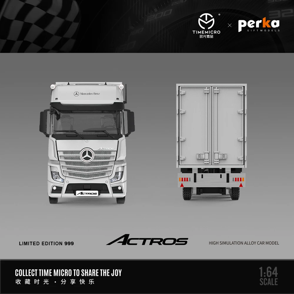 TimeMicro & Perka 1/64 Mercedes-Benz Actros container truck transport vehicle simulation alloy car model