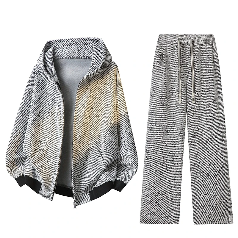 

Cleanfit Casual Sportswear Set Men's American Sle Jaet Outerwear Spring Faionable Long Sve Polyester Fabric Youth